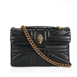 Kurt Geiger Crossbody Women's Kensington Black Leather Union Jack Quilte…
